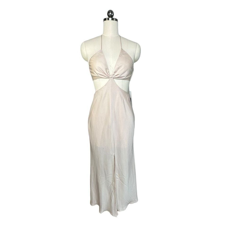 Saints and Secrets Nude Satin Cut Out Maxi Dress | Size S